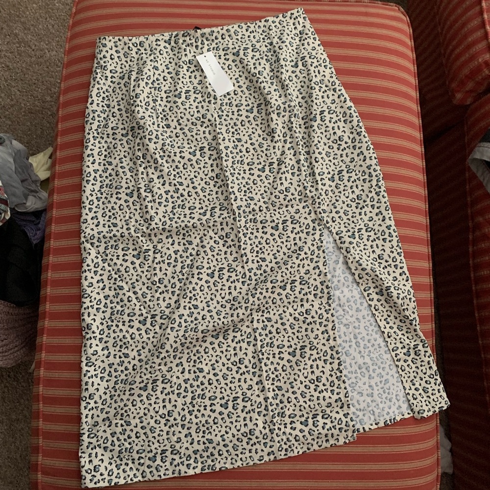 American Eagle Studio Midi Cheetah Print Skirt